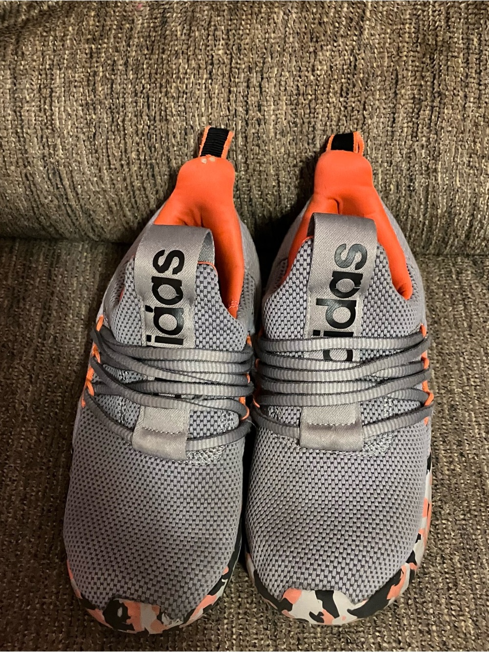 Adidas Racer Adapt 7.0 Gray/Orange/Black Running Shoe Unisex Size 2 Kids